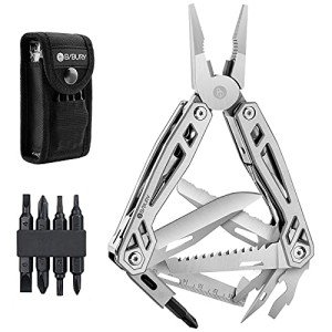 BIBURY 21-in-1 Multitool Pliers, Multi-Purpose Pocket Knife Pliers with Screwdriver Sleeve, 420 Foldable Stainless Steel Safety Locking Design Multi-tool for Survival, Camping, Fishing and Home Repair
