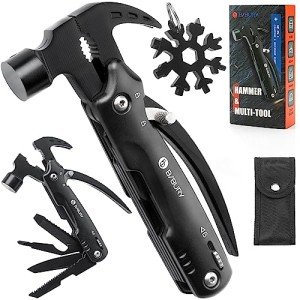 BIBURY 12 in 1Multitool Hammer with Snowflake Tool, Survival Gear Outdoor Multi Tool with Safety Lock, Hammer Multitool for Outdoor, Camping, Hiking,Husband, Boyfriend