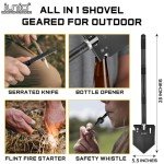iunio Survival Shovel Multitool with Axe, Camping Shovel Hatchet, Tactical Shovel, Folding with Carrying Bag for Camping, Hiking, Backpacking, Entrenching, Car Emergency
