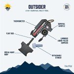 Sun Company Outsider - 4-in-1 Survival Multi-Tool | Compass, Thermometer, Whistle, and Fire Starter in a Compact Zipper Pull | Outdoor Gadget for Backpacking, Camping, or Survival Situations