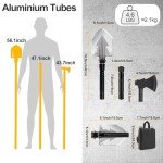 GOJAWAY 20 in 1 Multitool Survival kit, Camping Shovel Military Axe, 55" Trekking Pole Foldable Spade with Portable Bag and Hatchet, for Car Emergency Offroad Entrenching Tool