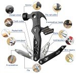 Multitool Hammer Folding Survival Tool: 14 in 1 All One Multi Mini Small Gadget - Camping Hiking Car Multifunctional Stainless Pliers Knife For Men Dad Cool Gifts