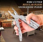 RoverTac Multi Tool Pocket Knife Tactical Camping Survival Knife Gifts for Men Dad Husband 18 in 1 Multitool Pliers Scissors Saw Corkscrew Bottle Opener 9-pack Screwdrivers Safety Lock Nylon Sheath