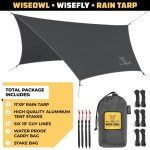 Wise Owl Outfitters Hammock Tarp, Hammock Tent - Rain Tarp for Camping Hammock - Camping Gear Must Haves w/Easy Set Up Including Tent Stakes and Carry Bag - Standard Grey