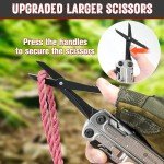BIBURY Multitool Pliers, Stainless Steel Multi Tool with Upgraded Rope Cutter and Screwdrive, Foldable Self-locking Multitools with Nylon Pouch, Ideal for Camping, Hiking, Survival, Repair