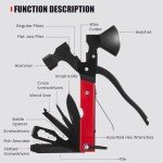 Mutoto 14-in-1 Multi Tools Hatchet Hammer Camping Gear, Multitool Hatchet Axe Camping Essentials for Camping Outdoor Survival Hiking (RedBlack)