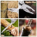 RoverTac Multi Tool Pocket Knife Tactical Camping Survival Knife Gifts for Men Dad Husband 18 in 1 Multitool Pliers Scissors Saw Corkscrew Bottle Opener 9-pack Screwdrivers Safety Lock Nylon Sheath