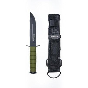 Surviveware 10.5-Inch Fixed Blade Tactical Knife with 6-inch Carbon Steel Blade and Rubber Wrapped Aluminum Handle for Camping, Hunting, EDC, and Survival.