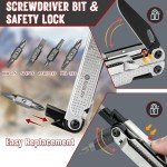 BIBURY Multitool Pliers, Stainless Steel Multi Tool with Upgraded Rope Cutter and Screwdrive, Foldable Self-locking Multitools with Nylon Pouch, Ideal for Camping, Hiking, Survival, Repair