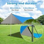 Camping Tarp with Poles, 12x12 Ft Waterproof Hammock Rainfly, Backpacking Canopy Tent Tarp, Ultralight Survival Rain Shelter for Camping, Picnic, Hiking, Outdoor Activities, UV Resistant