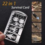 CTFRQC Survival Cards - Original 22-in-1 Wallet Multitool for Camping Gear, Hiking, Fishing, Hunting, Wilderness Survival, Preppers Bug Out Bag, Emergency Kit, Silver