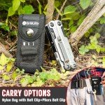 BIBURY Multitool Pliers, Stainless Steel Multi Tool with Upgraded Rope Cutter and Screwdrive, Foldable Self-locking Multitools with Nylon Pouch, Ideal for Camping, Hiking, Survival, Repair