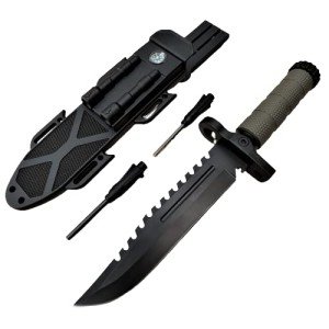 Tactical Knife Hunting Knife Survival Knife 13.75" Fixed Blade Knife With Combat Blade Camping Accessories Camping Gear Survival Kit Survival Gear Tactical Gear 79408 (Olive Green)