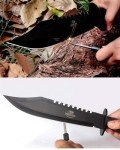 Mossy Oak Survival Hunting Knife with Sheath, 15-inch Fixed Blade Tactical Bowie Knife with Sharpener & Fire Starter for Camping, Outdoor, Bushcraft