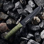 Surviveware 10.5-Inch Fixed Blade Tactical Knife with 6-inch Carbon Steel Blade and Rubber Wrapped Aluminum Handle for Camping, Hunting, EDC, and Survival.