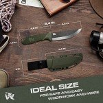 ODENWOLF W-SCANDI Full Tang Survival Knife with Sheath - Stylish Tactical Fixed Blade Knife - Made of D2 Steel - Bushcraft and Camping Knife Survival - Perfect EDC Hunting Knife with TPE Handle