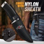 Hunting Knife with Sheath Survival Knives for Men - Best Tactical Camping Hunting Hiking Knife - Bushcraft Field Gear Accessories Tool - Fixed Blade Sharp Knofe with Rubber Handle for Men 148109