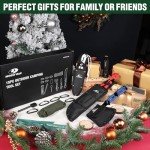 Mossy Oak Hatchet and Machete Knife Set with Sheath, One-Piece Axe & Hunting Knives with Paracord Handle, Zoomable Flashlight, Many Other Tools, Ideal Gift for Men Who Likes Hunting Outdoor Adventure