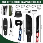 Mossy Oak Hatchet and Machete Knife Set with Sheath, One-Piece Axe & Hunting Knives with Paracord Handle, Zoomable Flashlight, Many Other Tools, Ideal Gift for Men Who Likes Hunting Outdoor Adventure
