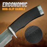 Hunting Knife with Sheath Survival Knives for Men - Best Tactical Camping Hunting Hiking Knife - Bushcraft Field Gear Accessories Tool - Fixed Blade Sharp Knofe with Rubber Handle for Men 148109