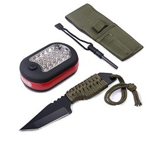 3-Piece Outdoor Survival Tool Kit, 7-Inch Fixed Blade Knife, Fire Starter, and a Bonus Worklight - Perfect to Toss in Your Backpack, Bug Out Bag or Glove Box for Camping, Hiking, Fishing and Emergency