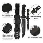 Dispatch Fixed Blade Hunting Knife with Sheath, 12" and 8" Survival Knives Set for Men Tactical Bowie Knife with Non-Slip Handle for Bushcraft, Outdoor Camping