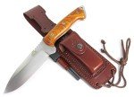 CELTIBEROCOCO - Outdoor / Survival / Hunting / Tactical Knife - Cocobolo Wood Handle, Stainless Steel MOVA-58 with Genuine Leather Multi-positioned Sheath + Sharpener Stone + Firesteel