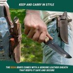 BeaverCraft Bushcraft Knife Camping Knife Survival Knife with Fire Starter - Camp Knife Fixed Blade Knife with Sheath Bush Knife Full Tang Carbon Steel - Outdoor Knife, Hiking Knife BSH4F