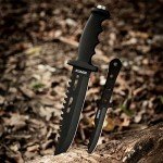 Dispatch Fixed Blade Hunting Knife with Sheath, 12" and 8" Survival Knives Set for Men Tactical Bowie Knife with Non-Slip Handle for Bushcraft, Outdoor Camping