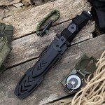 Dispatch Fixed Blade Hunting Knife with Sheath, 12" and 8" Survival Knives Set for Men Tactical Bowie Knife with Non-Slip Handle for Bushcraft, Outdoor Camping