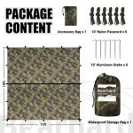 Waterproof Camping Tarp, Lightweight Hammock Rain Fly, UV Protection and PU 3000mm Waterproof Backpacking Tarp, 10x10ft Large Tent Footprint or Shelter Kit for Hiking and Outdoor Adventure