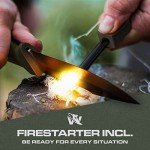 ODENWOLF WOLF-III Full Tang Survival Knife with Fire Starter and Sheath - Stylish Tactical Fixed Blade Knife - Made of D2 Steel - Bushcraft and Camping Knife - With Belt Loop, Plug Lock & Multi Lok