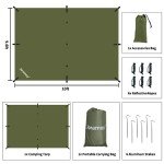 Joramoy Hammock Rain Fly 10×10FT - Waterproof Camping Tarp Portable Tent Tarp Premium Backpacking Tarp Sheleter with UV Protection Layer for Camping Hiking Outdoor(OdGrreen)