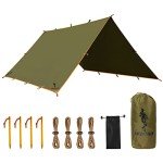 FREE SOLDIER Waterproof Portable Tarp Multifunctional Outdoor Camping Traveling Awning Backpacking Tarp Shelter Rain Tarp (Brown 10×10.5ft)