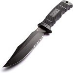 SOG Fixed Blade Knives - Seal Pup Tactical Knife Survival Knife and Hunting Knife w/ 4.75 Inch Blade and MOLLE Knife Sheath & GRN Grip (M37N-CP) , black