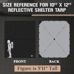 TACAMO Camping Tarp Waterproof Shelter - 70D Ripstop Nylon, Kevlar Center & 2,000 PU Waterproof Coating - Lightweight Hammock Tarp & Rain Fly - Survival Tarp & Ultralight Tarp Tent, Black, 10FT x 12FT