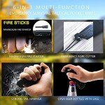 7-in-1 Dispatcher Tactical Knife with Glass Breaker, Seatbelt Cutter,Steel Serrated Blade,Flashlight,Fire Starter,Bottle Opener and Carrying bag, Good for Military Emergency Outdoor Rescue (Black)