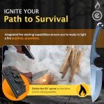 OUTDOOR ELEMENT Scout Feather - Adventure Survival Knife - Full Tang, Ceramic Honing V Notch built into included Sheath, Hex Driver in Handle, 115dB Emergency Whistle, Replacable Ferro Rod