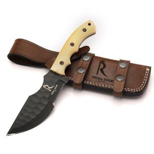 Regal Edge Knives 10-Inch Fixed Blade Hunting Knife with Sheath, Full Tang Survival Tactical Knife For Men, 1095c High Carbon Steel Bushcraft Knife With Bone Handle for Camping, Hunting, And Outdoor (Tracker Knife)