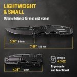 Safety Lock Pocket Knife - 3.4-inch Sharp Blade - Folding Tactical Black Knives with Aluminum Handle - Ideal Tool for EDC Camping Hunting Survival Work Hiking - Birthday Gifts for Men & Women 6681