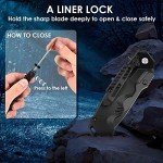 BRILLIRARE Pocket Knife, Folding Tactical Knives Blade 3.3in, Foldable Survival Small Knife with Clip, Button Lock & Glass Breaker, Everyday Carry EDC Knives for Hunting Camping Hiking