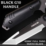 OERLA OLX-004 Tactical Survival Knife with Kydex Sheath, Outdoor Fixed Blade Knife with Belt Clip, 420HC Steel Blade Camping Knife with G10 Handle
