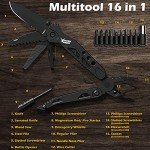 Multitool Knife Camping Survival Knife Unique Gifts for Men Dad Husband 16 in 1 Pocket Multitools Knife Pliers Screwdrivers Bottle Opener, Multi Tool Gadgets with Safety Lock Nylon Sheath