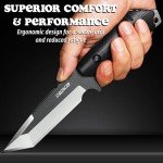 OERLA OLX-004 Tactical Survival Knife with Kydex Sheath, Outdoor Fixed Blade Knife with Belt Clip, 420HC Steel Blade Camping Knife with G10 Handle