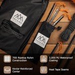 TACAMO Camping Tarp Waterproof Shelter - 70D Ripstop Nylon, Kevlar Center & 2,000 PU Waterproof Coating - Lightweight Hammock Tarp & Rain Fly - Survival Tarp & Ultralight Tarp Tent, Black, 10FT x 12FT