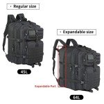 GZ XINXING 64L Large 3 day Molle Pack Military Tactical Army Backpack Bug Out Bag Rucksack For Men (Black)