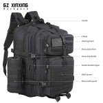 GZ XINXING 64L Large 3 day Molle Pack Military Tactical Army Backpack Bug Out Bag Rucksack For Men (Black)