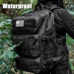 kookoomia Military Tactical Backpack 50L Large Day Backpack for Men Molle Army 3 Days Assault Pack Bug Out Bag Water Resistant and Heavy Duty Hiking Treeking Rucksack - Black