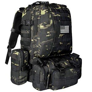 CVLIFE Tactical Backpack Military Army Rucksack 60L Large 3 Day Pack Detachable Molle Bag