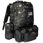 CVLIFE Tactical Backpack Military Army Rucksack 60L Large 3 Day Pack Detachable Molle Bag